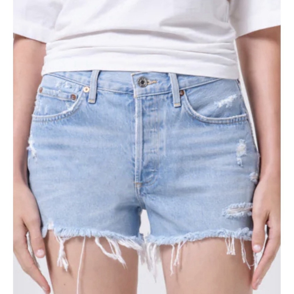 Agolde Parker Vintage Cut Off Distressed Denim High Rise Short Size 25